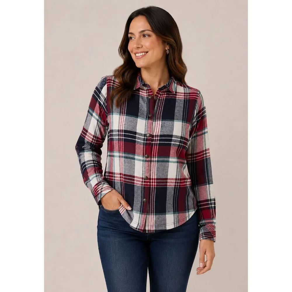 Orvis Lined Flannel Check Plaid Jacket Red Black M